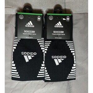 Adidas Socks Unisex Black/White New Tags Soccer  Team Speed Sock Size M 2 Pack